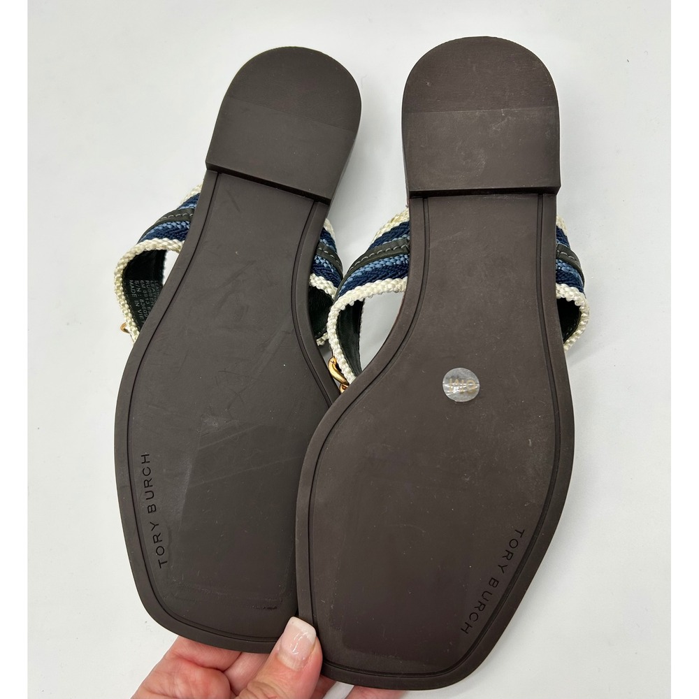 New! Tory Burch Mini Benton Chain Thong Sandals‎ in Poblano, Size 6 $278 - Picture 6 of 7